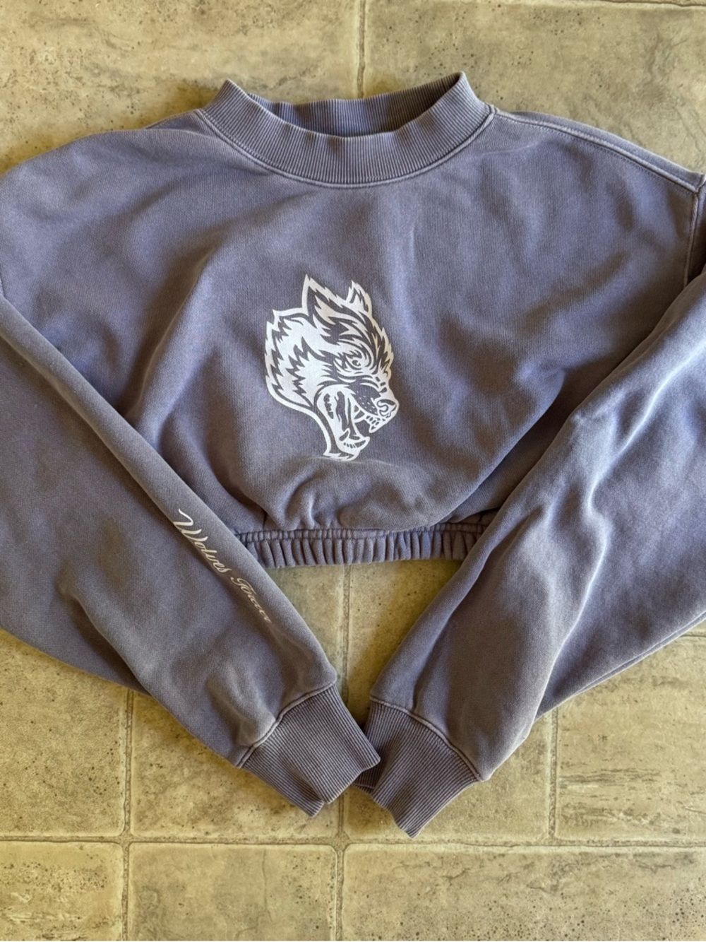 Darc Sport Wolves women’s lavender crop sweatshirt xsmall cotton